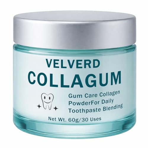 Velverdo Collagen Powder Collagum Collagen Powder for Gums Hydroxyapatite Toothpaste Powder for Teeth and Gums Natural Ingredients Gentle Cleaning of Teeth