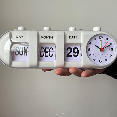 Bhning Manual Analog Flip Down Desk Clock, Retro Stand Page Quartz Clock With Mood Design Display Date Day Month #TOP5