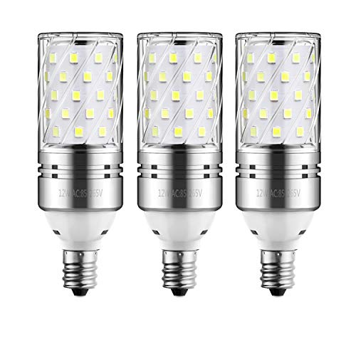HzSane LED Corn Bulbs, 12W Daylight White 6000K LED Bulbs, 100 Watt Incandescent Bulbs Equivalent, E12 Base, 1200 Lumens LED Lights, Cylinder Bulbs, 3 Pack