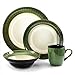 Elama Grand 16 Piece Luxurious Stoneware Dinnerware with Complete Setting for 4, 16pc, pc, Jade and white, Grand-Jade