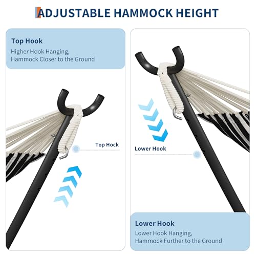 GarveeLife Double 2 Person Hammock, Indoor Outdoor Standing Hammock with Space Saving Steel Stand, Carry Bag, 450 LBS Weight Capacity, Suitable for Garden Camping Beach, Black by GarveeLife - Image 5