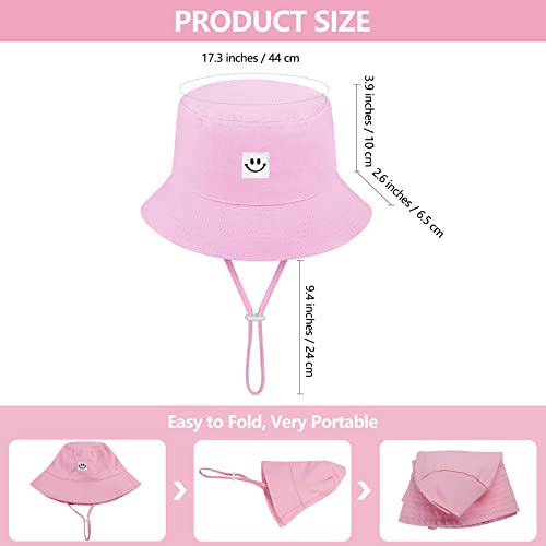 Cooraby 4 Pack Baby Sun Hat Breathable Smile Bucket Hat Toddler Sun Protective Bucket Hat Adjustable Cap For Baby Girl Boy (2-4T) #TOP1