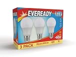 Eveready E27 Screw Bulb - Warm White LED Bulb for Ceiling Lights & Lamps - Long Lasting & Energy Saving 3000k 806 Lumen 60w Equivalent - Pack of 3