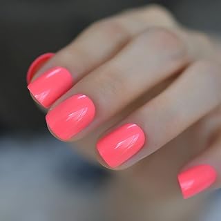 Coolnail Short Pink Fake Nails Faux Ongles UV False Nails Full Cover Short Glossy Press on False Nail Art Tip Daily Wear Faux Ongles