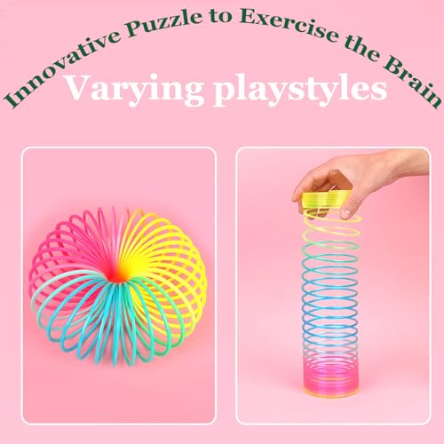 LIMEOW 2 Stück 9 * 8,5cm Slinky Spielzeug spirale kinderspielzeug spirale treppenläufer sprungfeder Spielzeug treppenläufer spirale Regenbogen spirale treppenläufer Geburtstagsgeschenke für Kinder