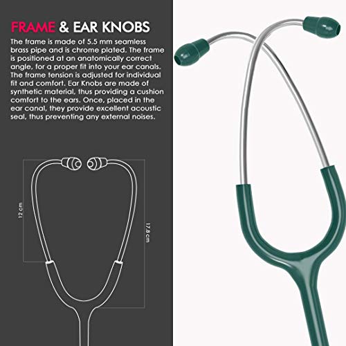 Image of ELKO EL-160 Primus III AL Aluminum Head Stethoscope For Doctors and Medical Students | Double Sided Chest Piece For Adult & Pediatric Patients | U-Shaped PVC Tubing | Soft Sealing Ear Knobs (Green)