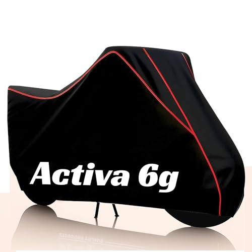 Image of Kayme Activa 6G Water Resistance Bike Cover Heavy Duty Premium Taffeta Motorcycle Cover | UV Protection, Dustproof, All Weather, Scratchproof, Two Wheeler Body Cover with Elastic Bottom (Black Red)