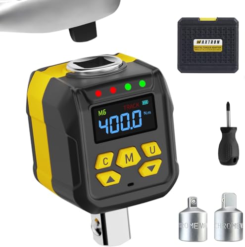 WAXTRON Digitaler Drehmomentadapter 1/2 Zoll, 20-400 Nm Drehmomentschlüssel Adapter digital mit 1/4' & 3/8' Steckschlüssel-Adapter, Summer und LED-Signale, inkl. Kalibrierzertifikat