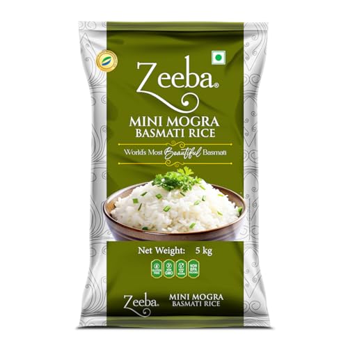 Image of Zeeba Mini Mogra Basmati Rice 5 Kg, Ideal for Khichdi, Kheer & Daily Meals (Cooked length upto 11mm*)