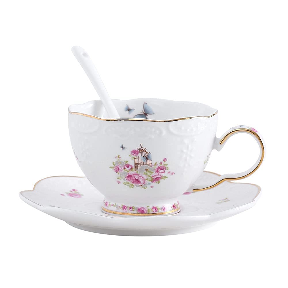 Filiżanka Kawy Wzmocniona Ceramiczna Popołudniowa Herbata Kwiatowa Zestaw Filiżanek I Spodków Filiżanka Latte Wiszący Kubek Do Kawy Nadaje Się Do Domowego Prezentu Biuro