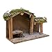 VILLAGE GIFT IMPORTERS Snowy Nativity Stable for Tabletop Creche Scene | Pine, Wood, and Snow Accents | Christian Christmas Home Decoration | Winter Stable for Holy Family Statues