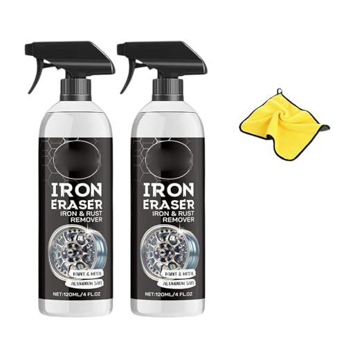 Iron Eraser Rust Remover Spray - Iron Powder Remover Spray Car Rust Removal Spray Fast-Acting Irons & Rusts Cleaner for Wheels, 