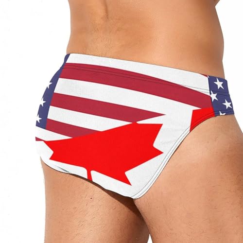 Canada and USA Flag Novelty Men's Swimming Brief Swimwear Pants Trunks Beach Shorts Underwear3