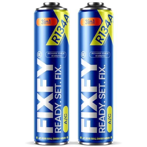 FIXFY 3 en 1 Sustituto refrigerante R134a con aceite y sellador para recarga de aire acondicionado, 2 x 500 ml, compatible con coches de 1995 a 2016