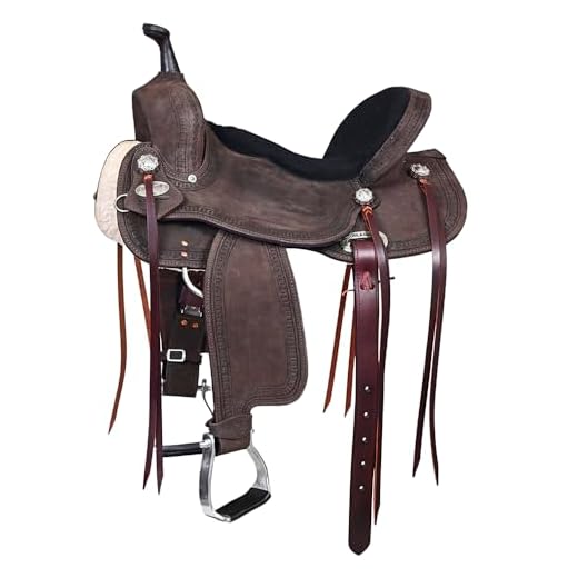 HILASON Brown 15 in Western Horse Flex Tree Barrel Trail Leather Saddle | for Horses