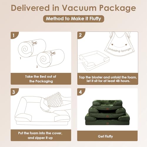 EHEYCIGA Orthopädisches Hundebett Grosse Hunde, 112x81cm, Memory Foam Hundekorb XL, Waschbar Hundesofa Wasserdicht rutschfest, Hundecouch mit Hohem Rand, Dunkel Grün