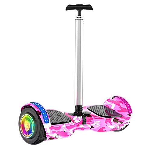 YUNYUE Hoverboard NiñOs 7 Pulgadas con Hand Bar, Hoverboards NiñA 36v Remote Control Patinete Electrico NiñO Bluetooth, Patinete Kart LED Rueda Luminosa Overboard Regalo NiñOs,Camouflage Powder
