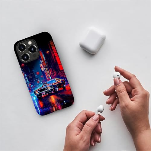 Bvkilrvc Compatible with iPhone 15 Pro Case, Night City Cars Pattern Print Phone Case Funny Liquid Silicone Case Impact Resistant Anti-Scratch Shockproof Protective Cover by Bvkilrvc - Used condition - Image 4