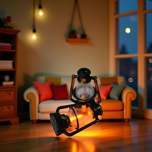 1 x Miniatur-Lampen für Puppenhaus, Puppenhaus, Miniatur-Retro-Öllaterne, Puppenhaus-Zubehör, Szenenornamente, Puppenhaus, Miniatur-Szenenmodell, Hurrikan-Laterne, Kerosin-Lampe, Kerzenhalter