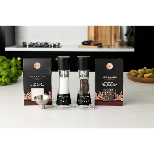 Image of Cole & Mason Derwent Salt Grinder - Mill Includes Gourmet Precision Mechanism and Premium Sea Salt - Salt Mill, Matt Black