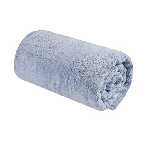 Wokaku Coral Fleece Towel Quick Dry Large Bath Towel Bathroom Towels Bath Sheet Towels Soft Large Towel for Hotel, Pool, Beach, Bathroom, SPA, Gym (Grey Blue-2PCS)