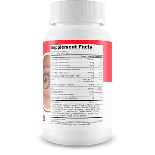 Red Root Hack Vision Supplement - Our Best Eye Pills for Ocular Clog - Vision Eye Vitamins to Improve Eyesight - Our Best Bloodflow Vision Pills Sight Care Formula with Vitamin A, Lutein, Zeaxanthin - Thumbnail 2