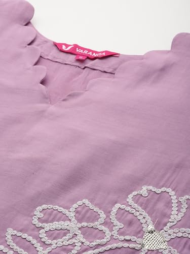 Image of Varanga Women's Silk Blend Kurta Set - Elegant Mauve Silk Kurta for Festive & Special Occasions