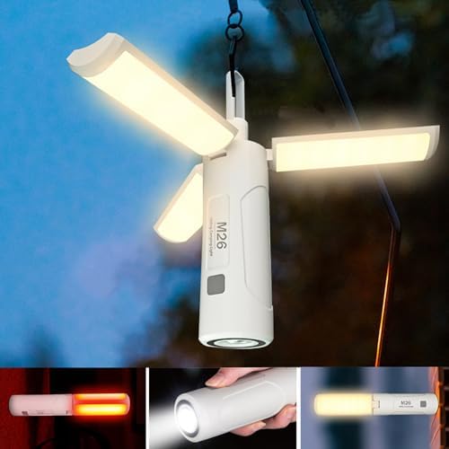 Rechargeable Camping Lantern With Power Bank - Folding Tent Light & Flashlight, 720 Lumen Dimmable LED Lamp for Camping, Car Repair and Emergency