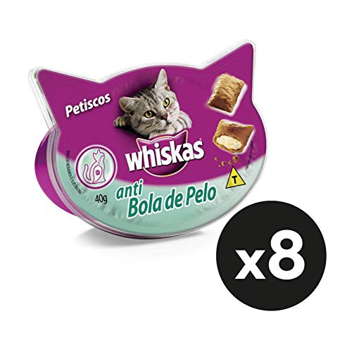 Kit Petisco Whiskas Temptations Anti Bola de Pelo Para Gatos Adultos 8x40g