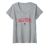 Womens Ball State Cardinals Arch Over Logo Officially Licensed V-Neck T-Shirt