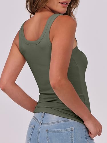 Image of ANRABESS Womens Sleeveless Scoop Neck Tank Top Ribbed Fitted Summer Basic Slim Cute Tops 2026