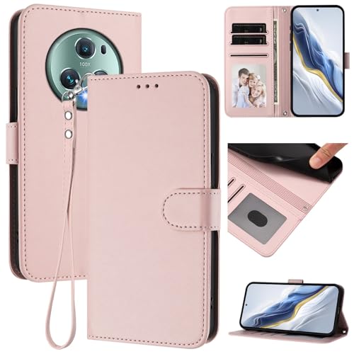 Pzwoxukhov Compatible with Honor Magic 5 Pro Case Cover,Compatible with Honor Magic 5 Pro Phone Case,Solid Color flip Shockproof Case Cover Pink