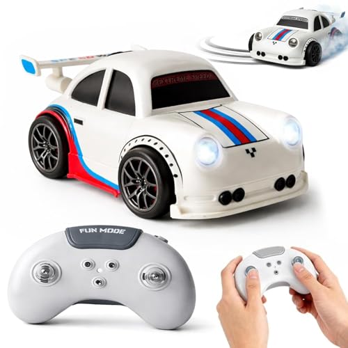 Image of High-Speed RC Drift Car with Remote Control, USB Rechargeable Racing Toy Car, LED Lights, 2.4GHz Controller, Kids & Adults Gift (White & Black)