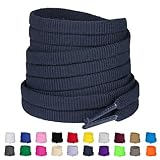 Olukssck 2 Pairs Flat Shoe Laces for Sneakers, 1/4' Replacement Shoelaces for Athletic/Running Shoes Shoe Strings, Navy Blue, 43 inch(110cm)