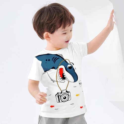 Image of DEEKEY Toddler Boys Shirts Short-Sleeve Little Kids t Shirts Boys' Tops, Tees & Shirts Graphic TEE Age for 2-7 Years 4-Pack