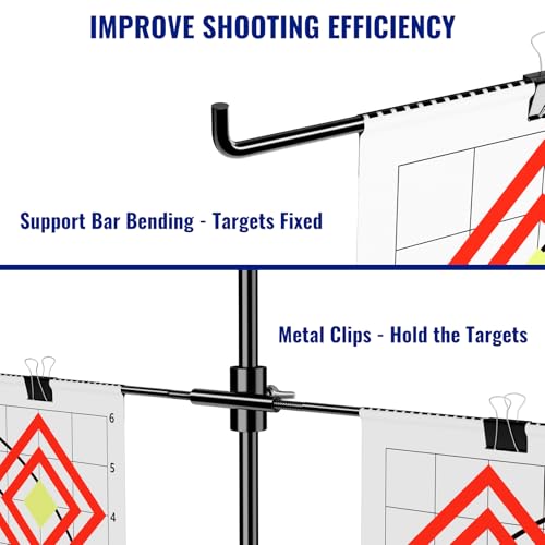 Image of Highwild Adjustable Paper Target Stand, Frame with 8 Clips | Clear Bullseye Targets Sheet for Shooting Practice