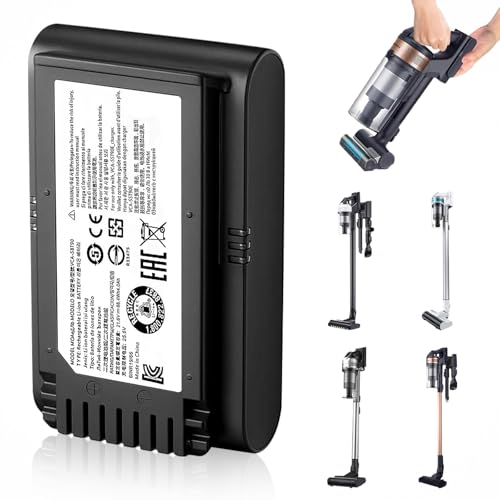 JTRGPEH 4000mAh Battery Replacement for Samsung Jet 60 65 70 70+ 75 75+ 90 90+ Cordless Stick Vacuum Cleaner, Compatible with VCA-SBT90 VCA-SBT90EB VCA-SBTA60, r3u1 Gray and Black