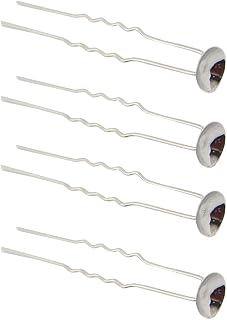 GSHLLO 20 PCS U Shaped Hairpins Hair Clips Bobby Pins Hair Piece Accessories with Tray Bezel for DIY Silver