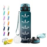 JAPORIA Botella Agua 1L, Cantimplora con Marca de Tiempo, Botella de Agua con Filtro para Bicicleta, Yoga, Running, Gym, Escuela, Viaje JAPORIA Botella Agua 1L, Cantimplora con Marca de Tiempo, Botella de Agua con Filtro para Bicicleta, Yoga, Running, Gym, Escuela, Viaje