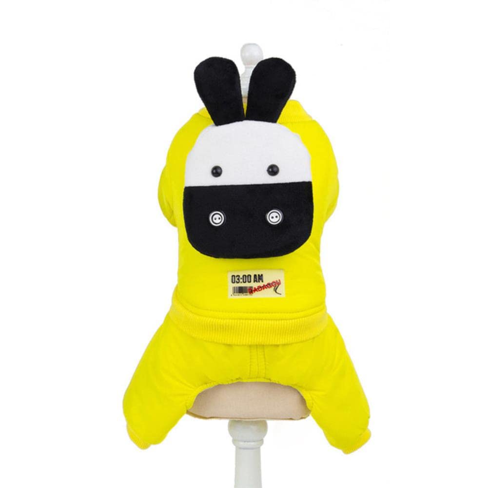 Manteau chiens vêtements de chien chaud d'hiver doudoune coton capuche jaune L