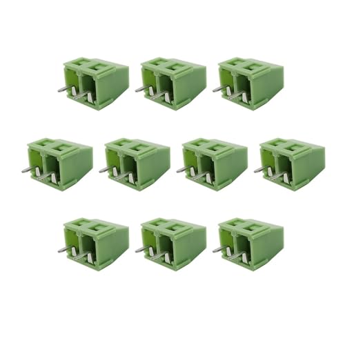 Conectores de cable compactos, 10 conectores de bloque de terminales de tornillo PCB KF-127 verdes de paso de 5,0 mm, 2 pines y 3 pines, con aguja recta de 5,0 mm, terminales de tornillo 2 pines/3 pin