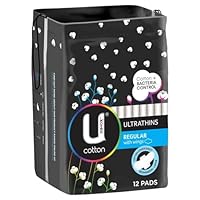 U by Kotex Cotton Ultrathin Pads Regular 12 Pack