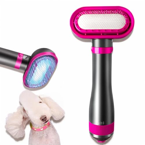 Dog Blow Dryer 2-In-1 Dog Dryer with Slicker Brush for Pet Grooming Blow Dryer, 3 Speed Temperature,Overheat Protection Hair Pulling Hair Dryer Grooming Salon Home Use