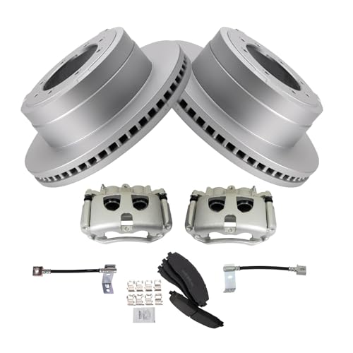 Image of TRQ Brake Pad & Rotor Kit Premium G-Coated Ceramic Compatible with 2017-2019 Ford F-350 Super Duty