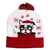 Obi Elektroheizkörper LED Weihnachtsstrickmütze Leuchtende Weihnachtsstrickmütze Unisex Wintermütze Bunte Lustige Winter Blinkende Mütze Für Frauen Männer Erwachsene Beheizbare Weste (I, One Size)