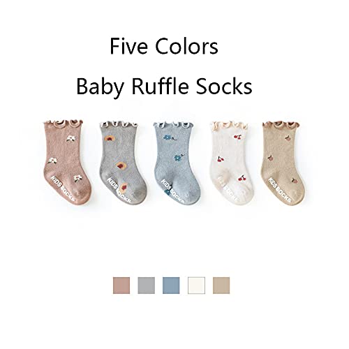 FYLuoke Baby Girls Ruffle Socks Toddler Ankle Floral Casual Socks Infant Non-Slid Dress Socks2