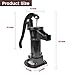 Hand Water Pump, Cast Iron Manual Water Pump Pitcher Pump for Garden Yard Farm Home, Emergency Back-up Max Lift 25 FT - Color Black, 21434#