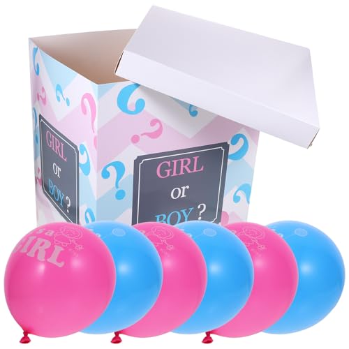 Décoration colorée facile à utiliser avec boîte révélation bébé et ballons de fête