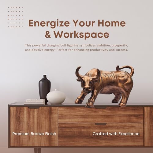 Charging Bull Statue for Home & Office Decor – Large 12 Inch Resin Figurine | Tabletop Showpiece for Decor, Gifting, Vastu — photo — 3 of 9