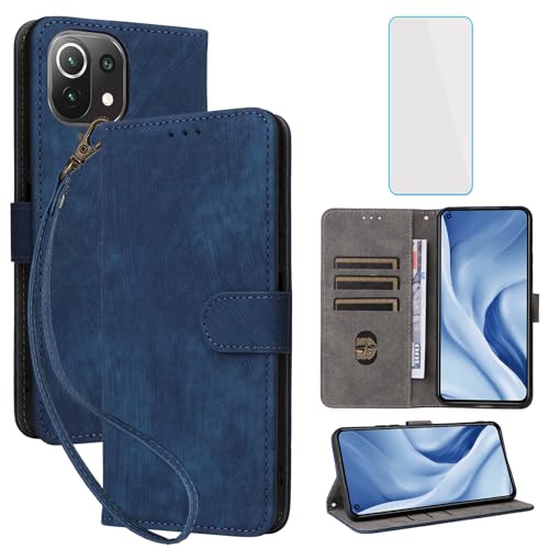 Étui Xiaomi 11 Lite 5G NE béquille housse cuir bleu portefeuille RFID